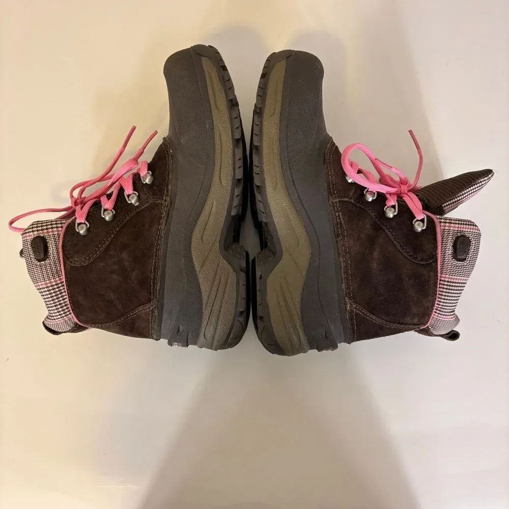 The‎ North Face Brown Suede Insulated Winter Boots with Pink Laces US 6